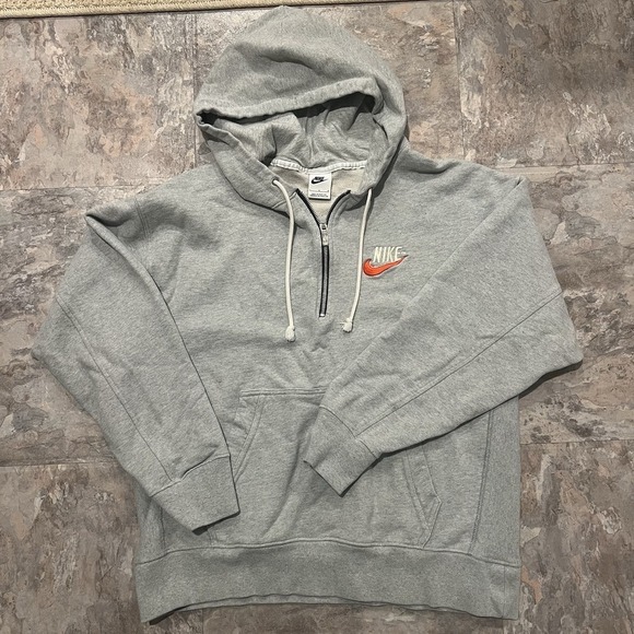 Nike Other - Nike Hoodie Gray 1/4 Zip Heavy Sweatshirt Fleece Swoosh Loose Fit | Size Large